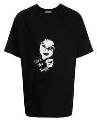 T-shirt girocollo stampata nera e bianca di Yohji Yamamoto