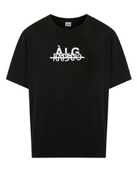 T-shirt girocollo stampata nera e bianca di Àlg