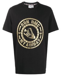 T-shirt girocollo stampata nera e dorata di adidas