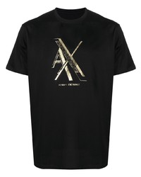 T-shirt girocollo stampata nera e dorata di Armani Exchange