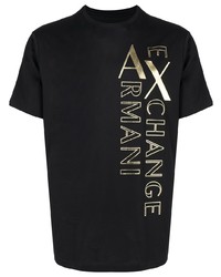 T-shirt girocollo stampata nera e dorata di Armani Exchange