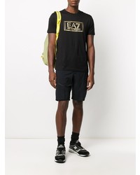 T-shirt girocollo stampata nera e dorata di Ea7 Emporio Armani
