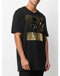 T-shirt girocollo stampata nera e dorata di Philipp Plein