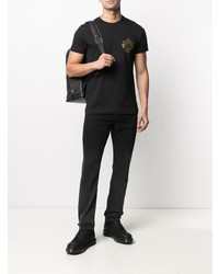 T-shirt girocollo stampata nera e dorata di VERSACE JEANS COUTURE