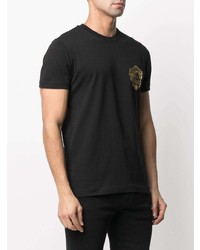 T-shirt girocollo stampata nera e dorata di VERSACE JEANS COUTURE