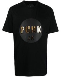 T-shirt girocollo stampata nera e dorata di John Richmond