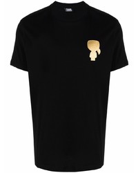 T-shirt girocollo stampata nera e dorata di Karl Lagerfeld