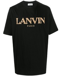 T-shirt girocollo stampata nera e dorata di Lanvin