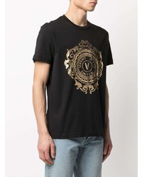 T-shirt girocollo stampata nera e dorata di VERSACE JEANS COUTURE