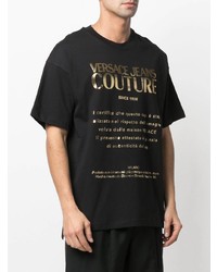 T-shirt girocollo stampata nera e dorata di VERSACE JEANS COUTURE