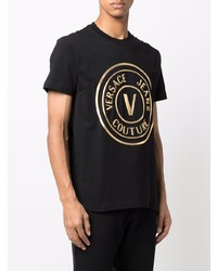 T-shirt girocollo stampata nera e dorata di VERSACE JEANS COUTURE