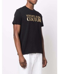 T-shirt girocollo stampata nera e dorata di VERSACE JEANS COUTURE