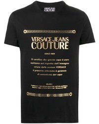 T-shirt girocollo stampata nera e dorata di VERSACE JEANS COUTURE