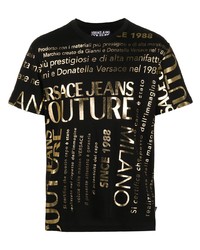 T-shirt girocollo stampata nera e dorata di VERSACE JEANS COUTURE