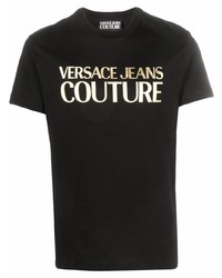 T-shirt girocollo stampata nera e dorata di VERSACE JEANS COUTURE