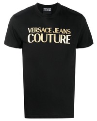 T-shirt girocollo stampata nera e dorata di VERSACE JEANS COUTURE