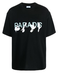 T-shirt girocollo stampata nera di 3PARADIS