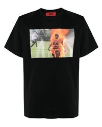 T-shirt girocollo stampata nera di 424