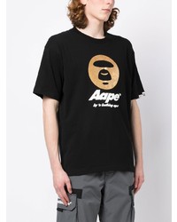 T-shirt girocollo stampata nera di AAPE BY A BATHING APE