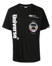 T-shirt girocollo stampata nera di AAPE BY A BATHING APE