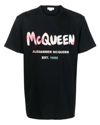 T-shirt girocollo stampata nera di Alexander McQueen