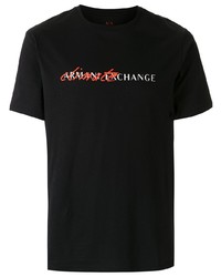 T-shirt girocollo stampata nera di Armani Exchange