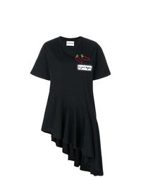 T-shirt girocollo stampata nera di Au Jour Le Jour