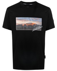 T-shirt girocollo stampata nera di Automobili Lamborghini