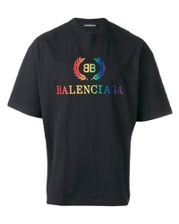 T-shirt girocollo stampata nera di Balenciaga