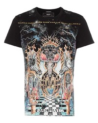 T-shirt girocollo stampata nera di Balmain