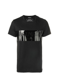 T-shirt girocollo stampata nera di Balmain