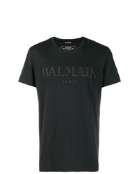 T-shirt girocollo stampata nera di Balmain