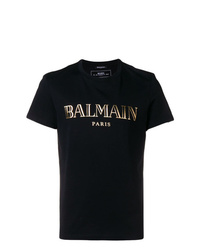 T-shirt girocollo stampata nera di Balmain