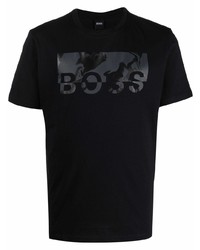 T-shirt girocollo stampata nera di BOSS