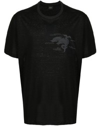 T-shirt girocollo stampata nera di Brioni