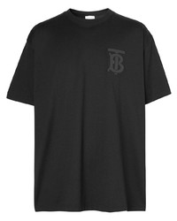 T-shirt girocollo stampata nera di Burberry