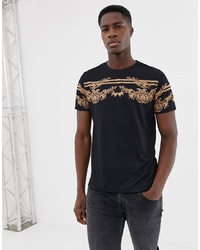T-shirt girocollo stampata nera di Burton Menswear