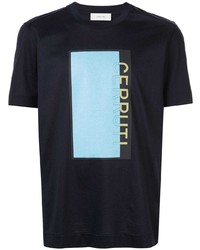 T-shirt girocollo stampata nera di Cerruti 1881