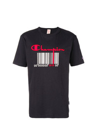 T-shirt girocollo stampata nera di Champion
