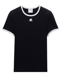 T-shirt girocollo stampata nera di Courrèges