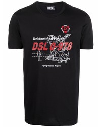 T-shirt girocollo stampata nera di Diesel