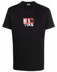 T-shirt girocollo stampata nera di Diesel