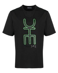 T-shirt girocollo stampata nera di DRHOPE