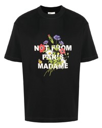T-shirt girocollo stampata nera di Drôle De Monsieur