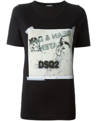 T-shirt girocollo stampata nera di Dsquared2
