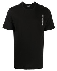 T-shirt girocollo stampata nera di Ea7 Emporio Armani