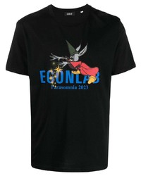 T-shirt girocollo stampata nera di EGONlab