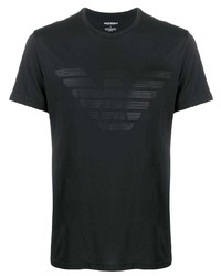 T-shirt girocollo stampata nera di Emporio Armani