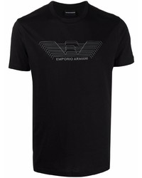 T-shirt girocollo stampata nera di Emporio Armani