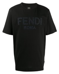 T-shirt girocollo stampata nera di Fendi